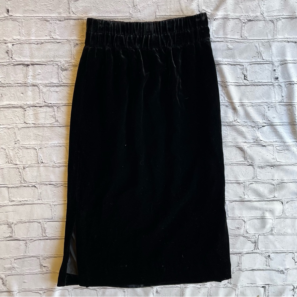 J. Crew Black Label Velvet Skirt Midi XXS Pull On Event Holiday Party Goth EUC